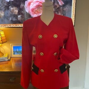 Oleg Cassini Red Blazer with Gold Buttons